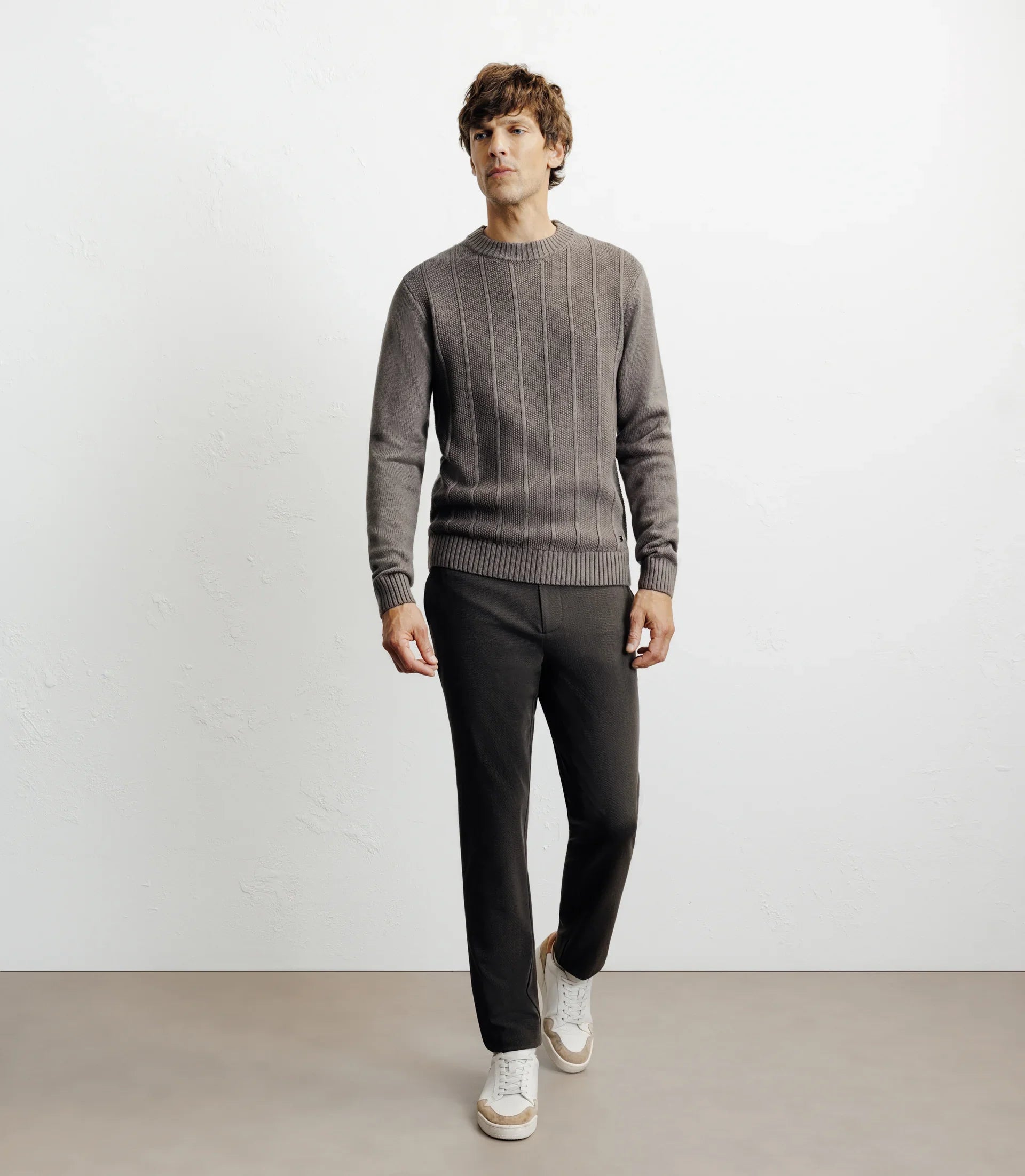 Pull col rond taupe - IZAC