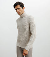 Pull col roulé torsadé beige - IZAC