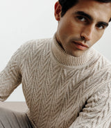 Pull col roulé torsadé beige - IZAC