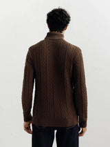 Pull col roulé torsadé chocolat - IZAC