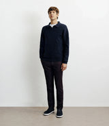 Pull col polo ouvert marine - IZAC