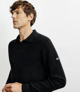 Pull col polo ouvert noir - IZAC