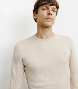 Pull col rond en coton beige - IZAC