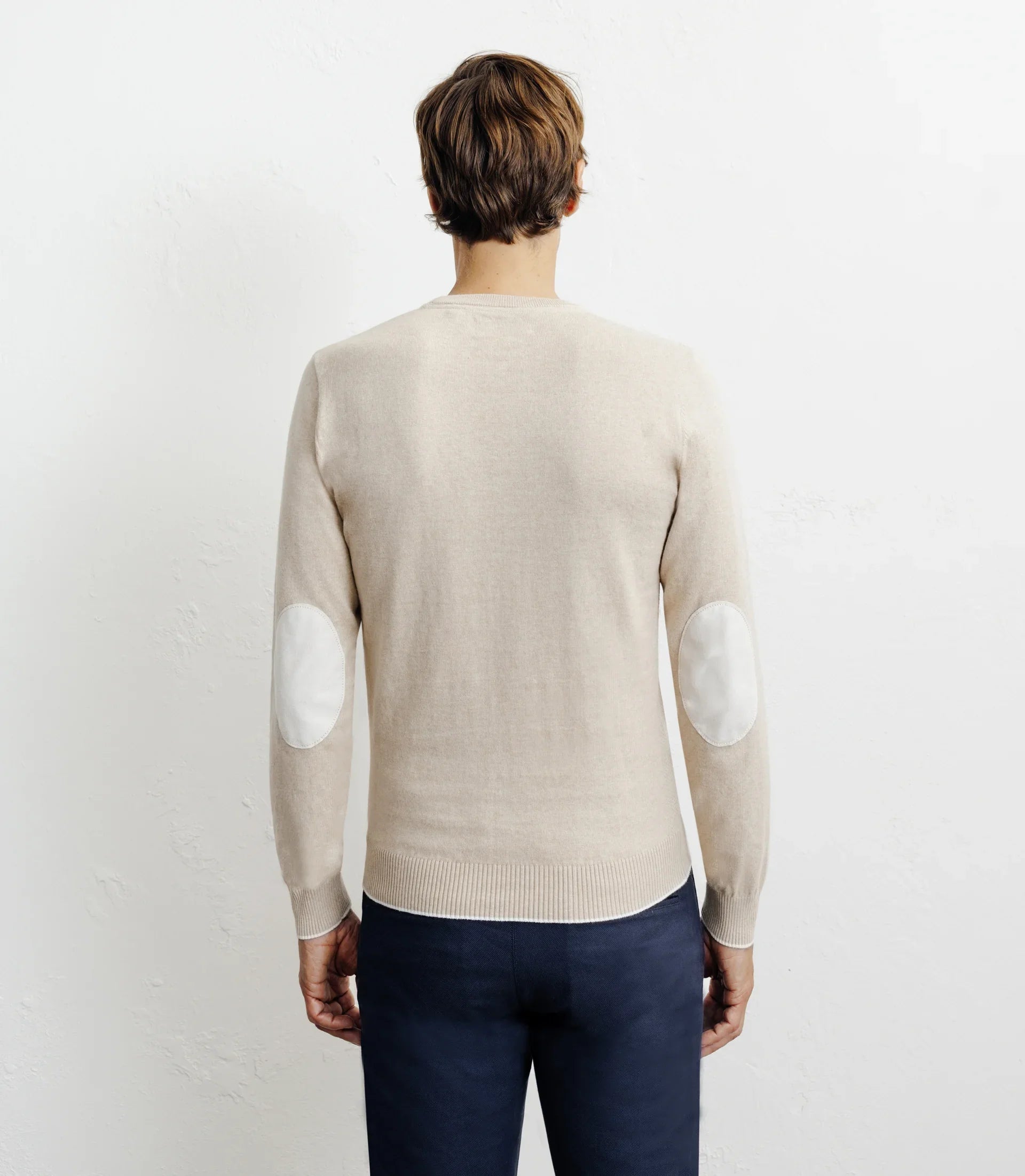Pull col rond en coton beige - IZAC