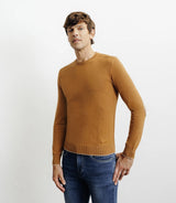 Pull col rond en coton camel foncé - IZAC
