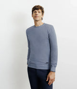 Pull col rond en coton indigo - IZAC
