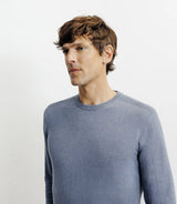 Pull col rond en coton indigo - IZAC