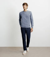 Pull col rond en coton indigo - IZAC