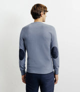 Pull col rond en coton indigo - IZAC