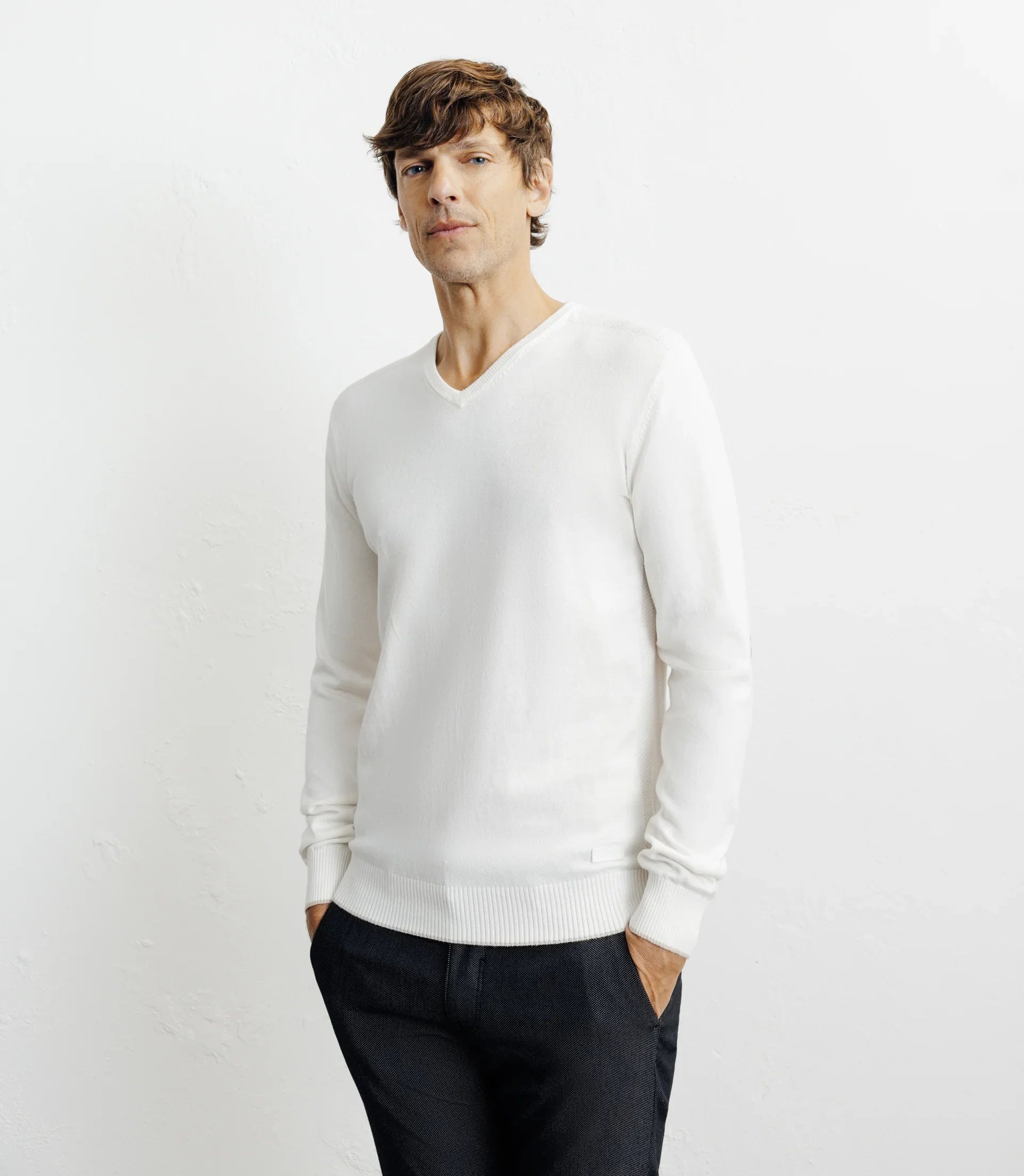 Pull col v ecru - IZAC