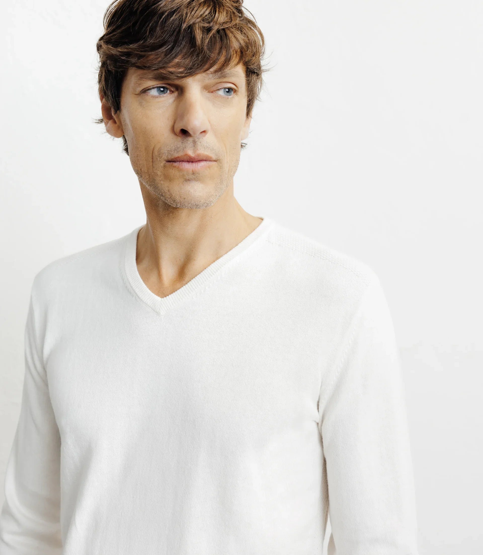 Pull col v ecru - IZAC