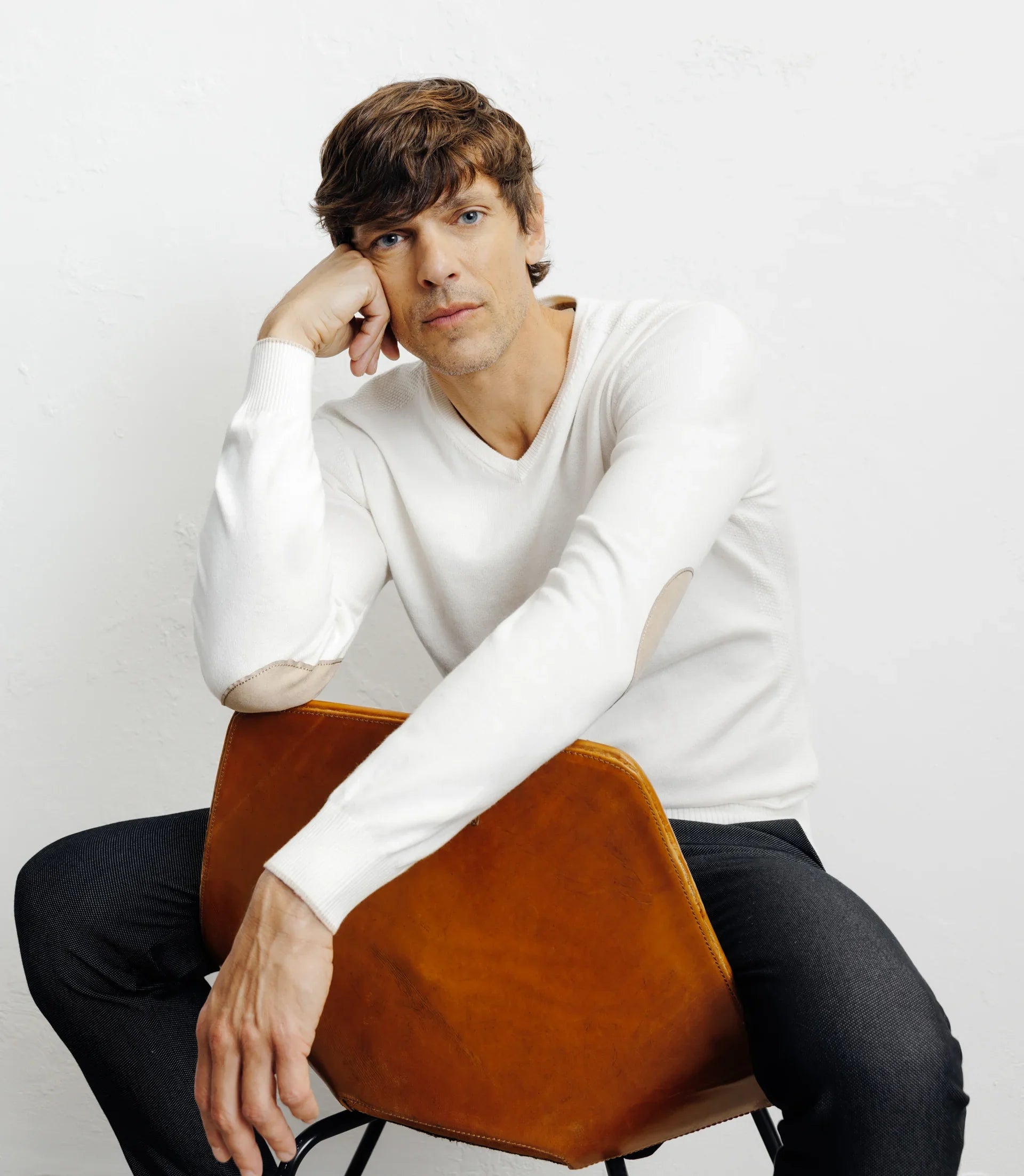 Pull col v ecru - IZAC