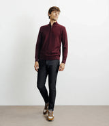 Pull à col demi zippé bordeaux - IZAC