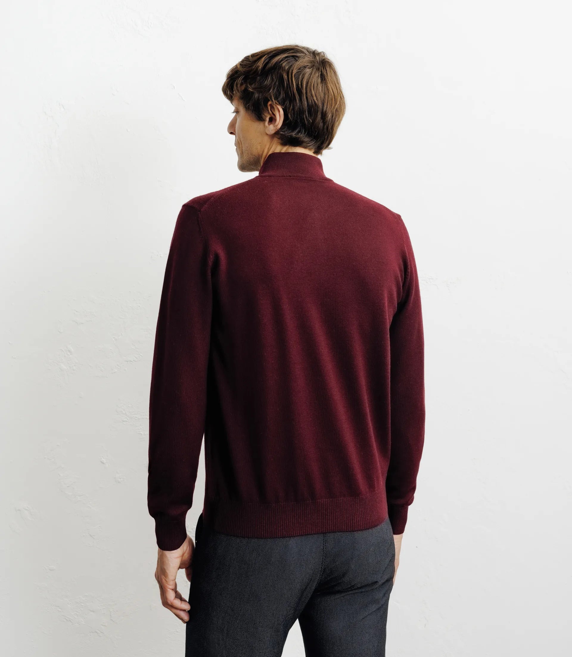 Pull à col demi zippé bordeaux - IZAC