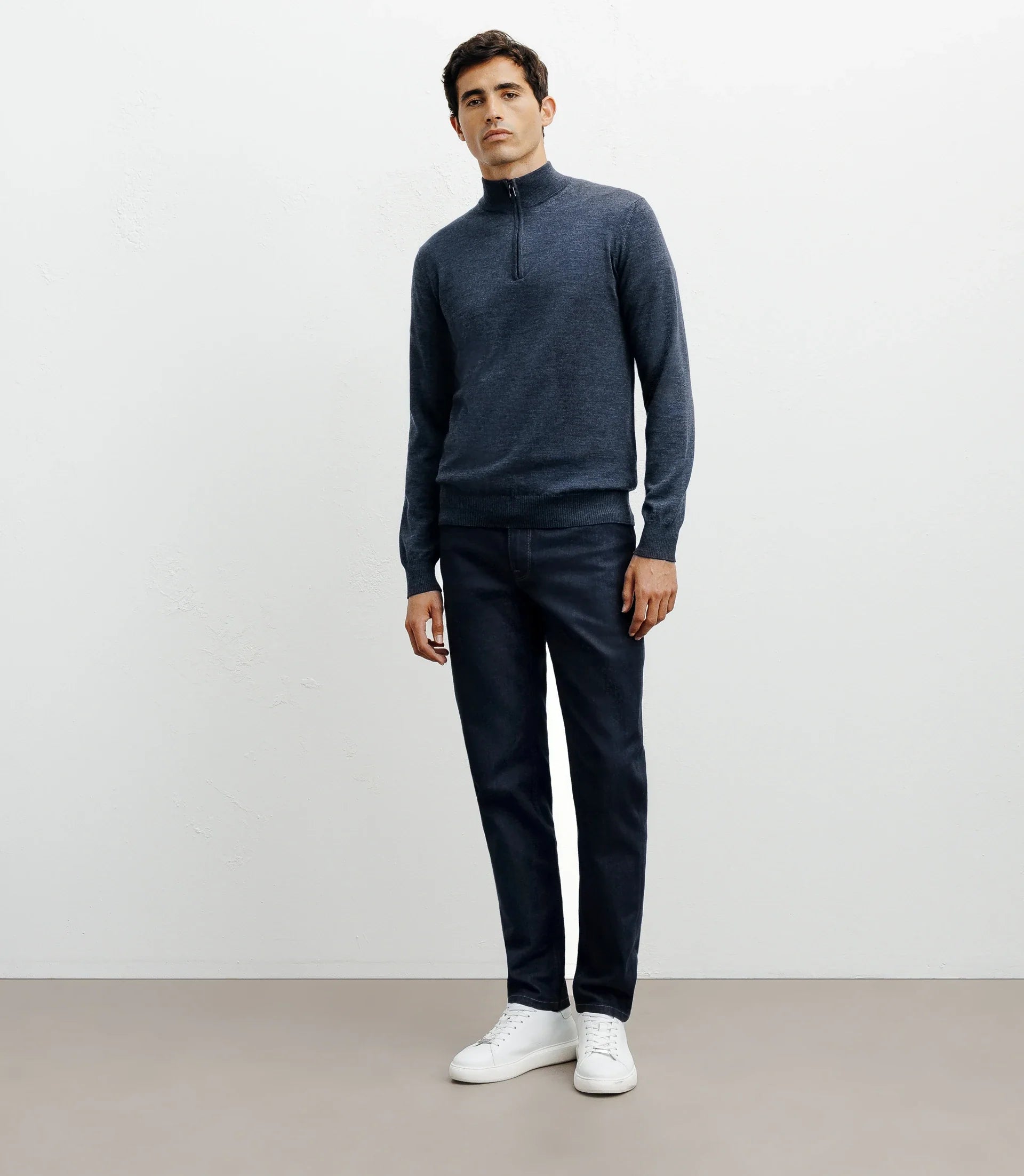 Pull à col demi zippé indigo - IZAC