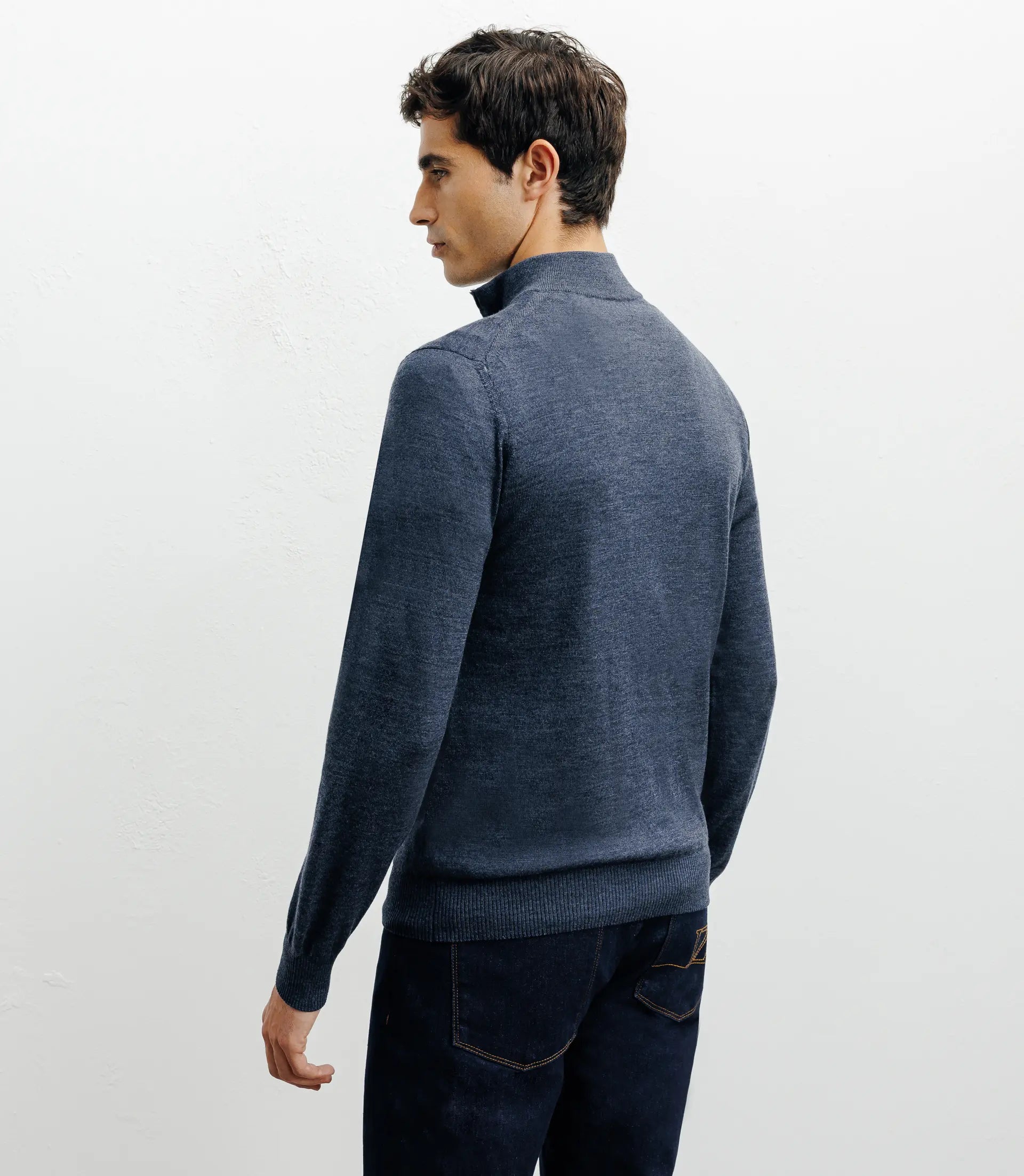 Pull à col demi zippé indigo - IZAC