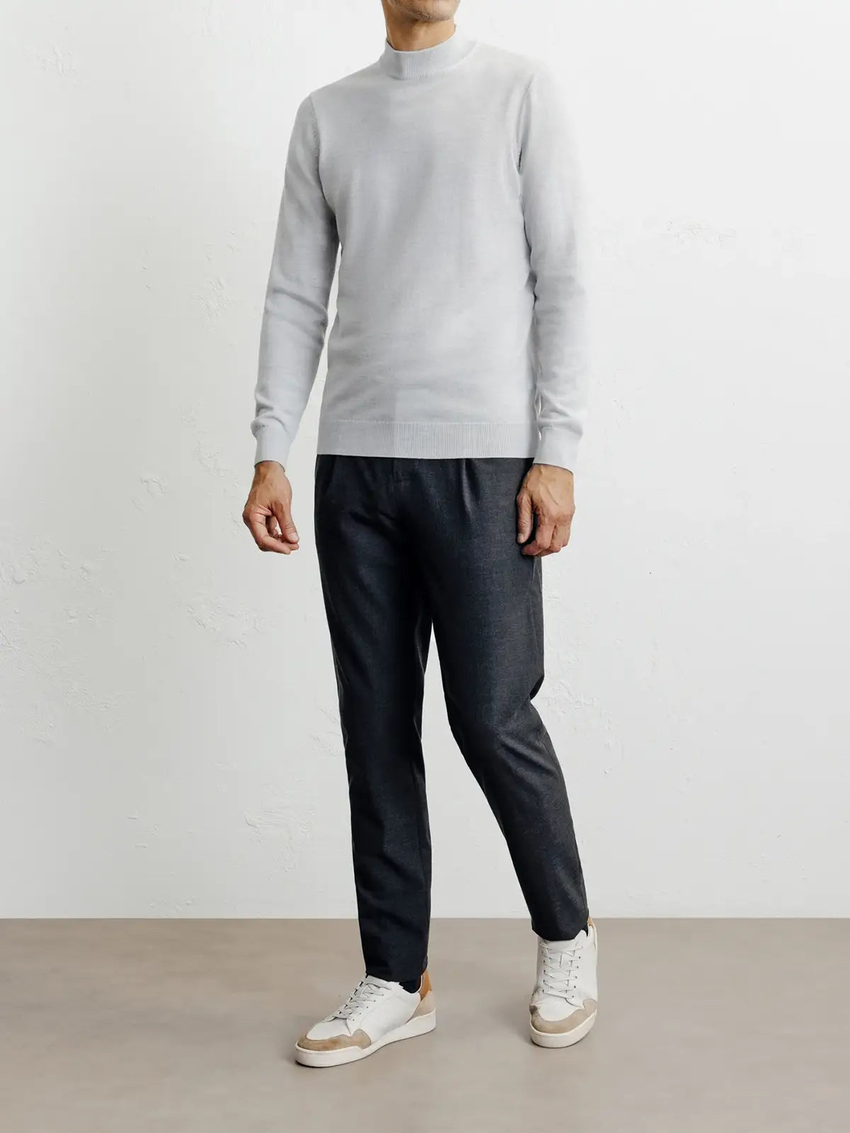 Pull col cheminée gris chiné - IZAC