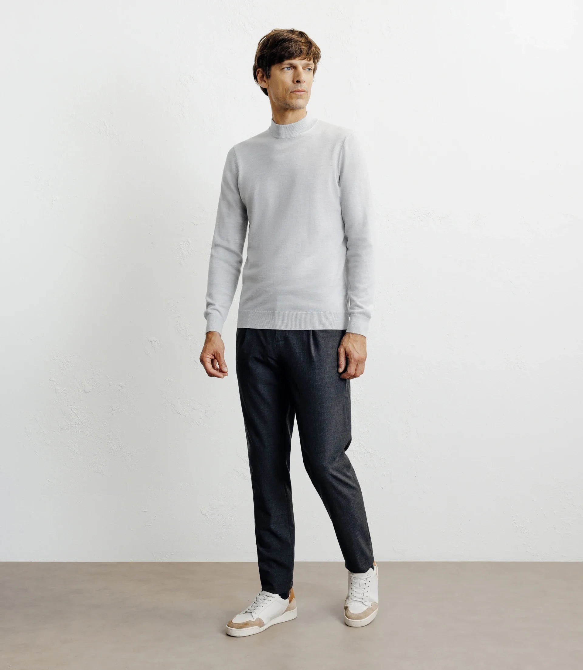 Pull col cheminée gris chiné - IZAC