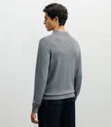 Pull col polo en laine mérinos gris chiné - IZAC