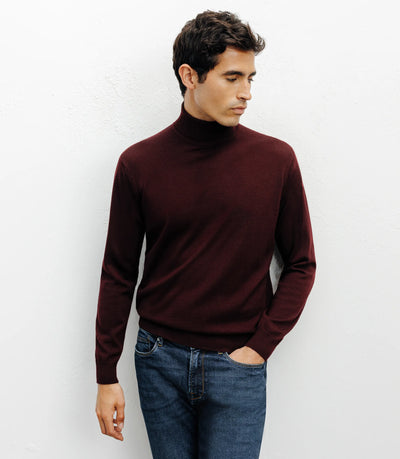 Pull col roulé bordeaux - IZAC