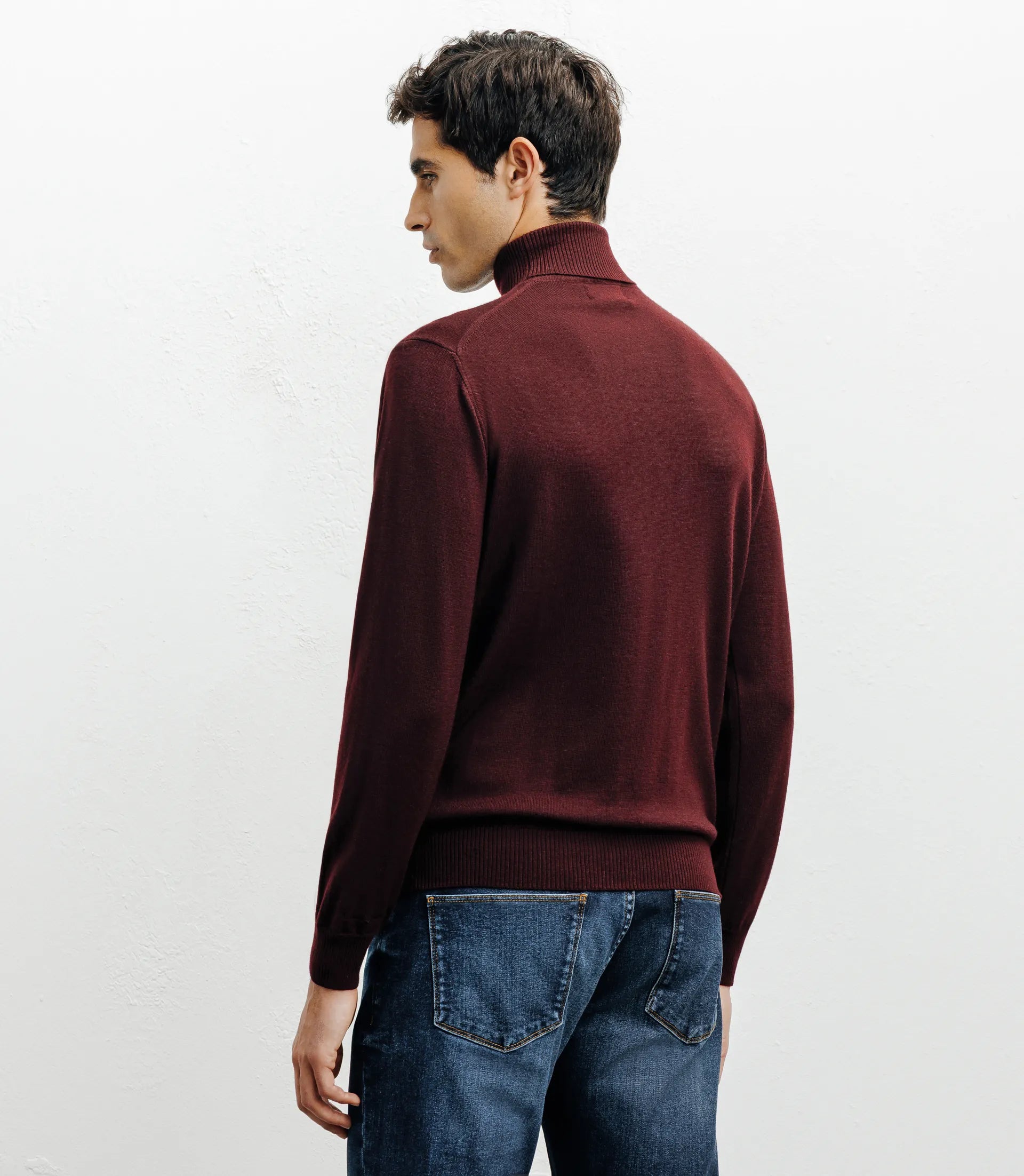 Pull col roulé bordeaux - IZAC