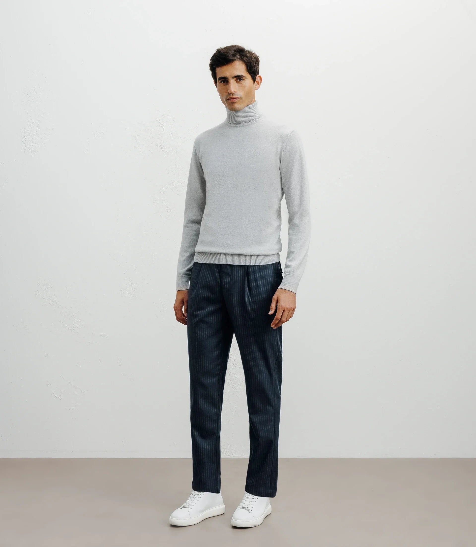 Pull col roulé gris chiné - IZAC