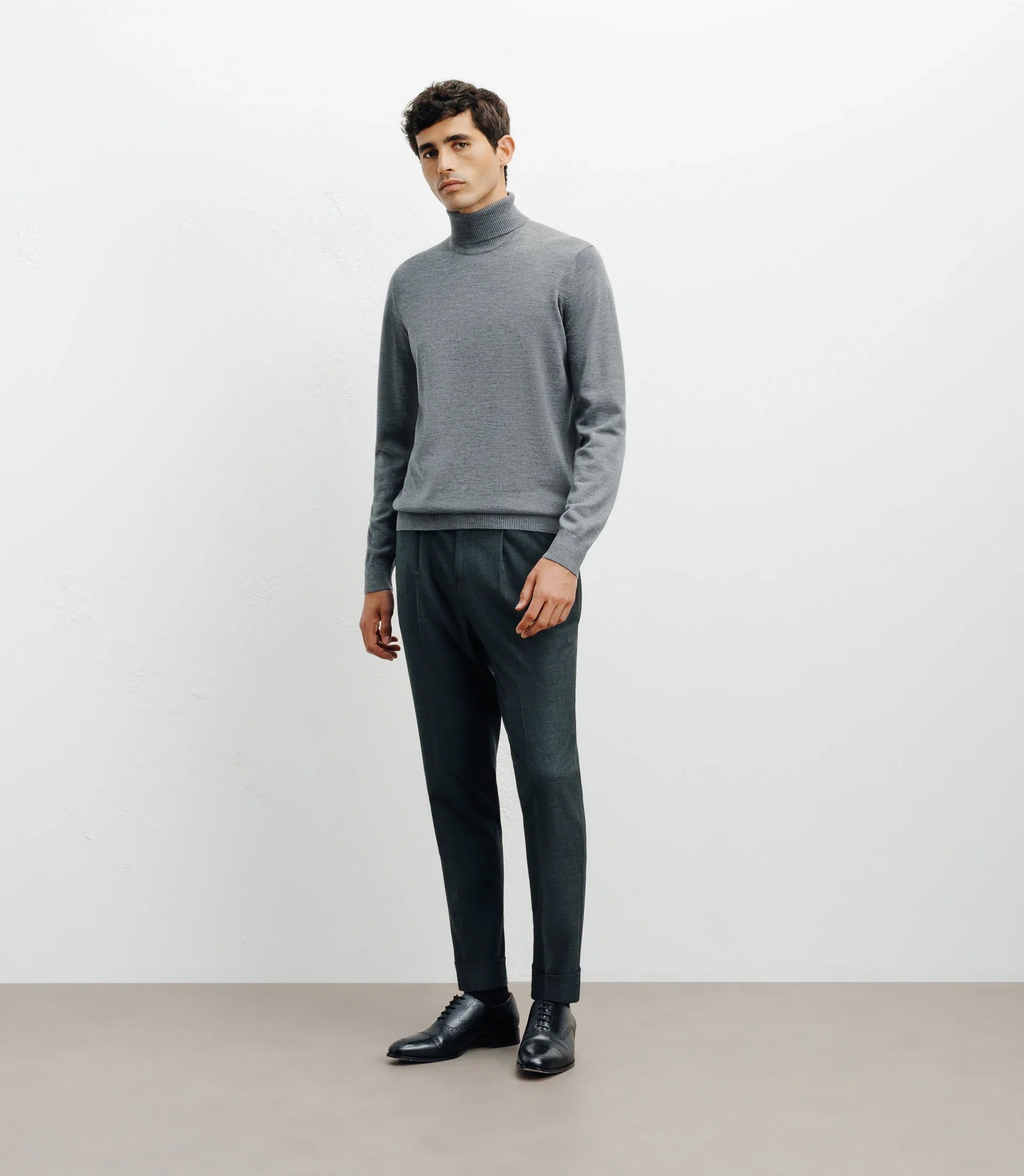 Pull col roulé gris - IZAC