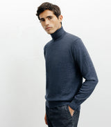 Pull col roulé indigo - IZAC