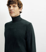 Pull col roulé vert foncé - IZAC
