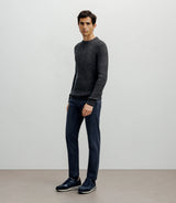 Pull col rond mouliné marron - IZAC