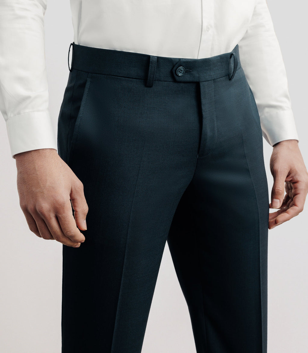 Pantalon ville en laine bleu marine - IZAC