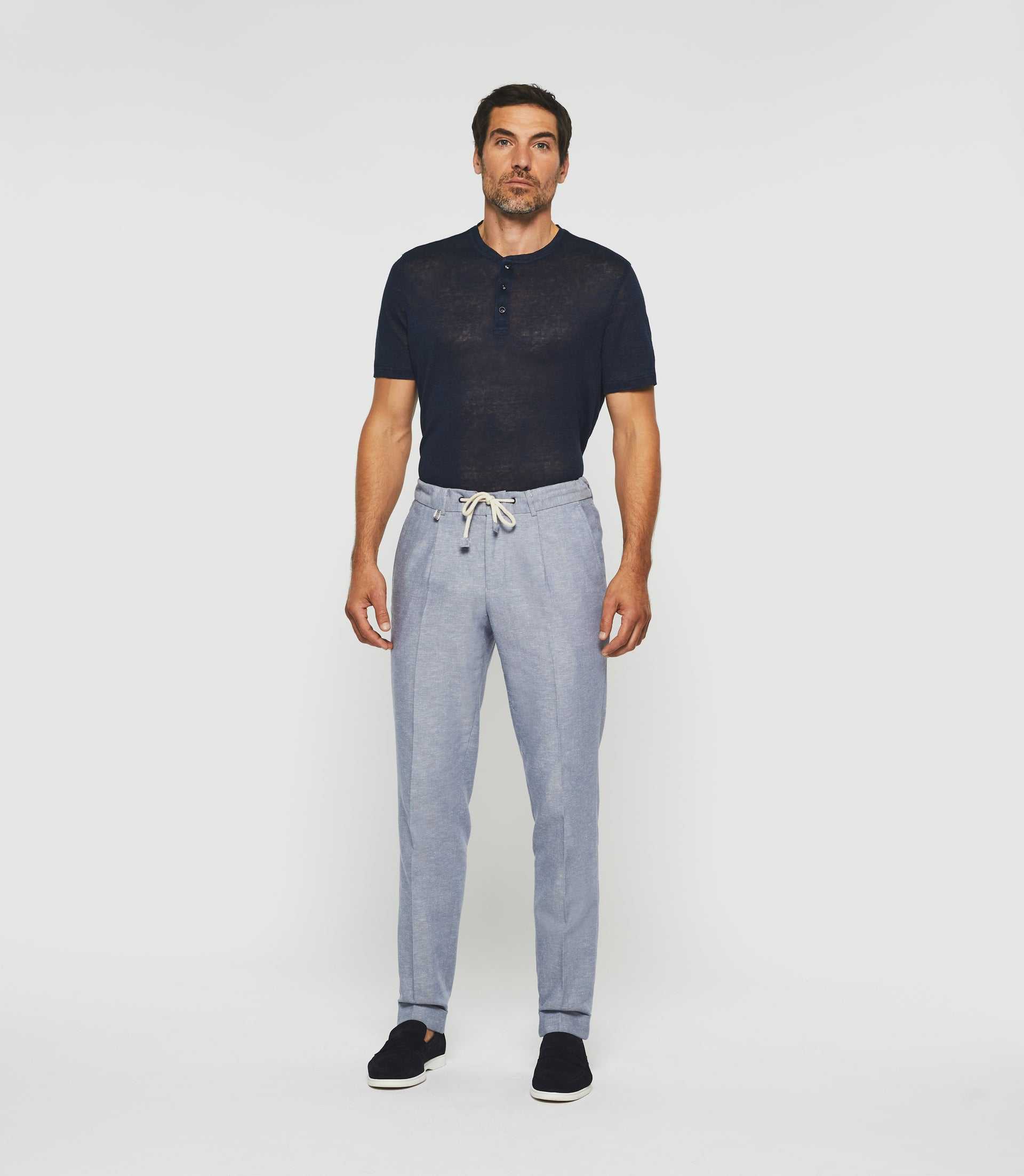Pantalon ville en lin bleu ciel "Balicio" - IZAC