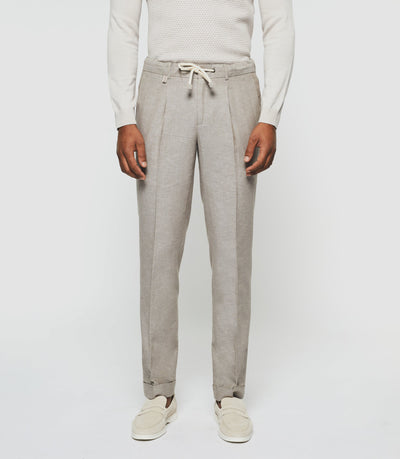 Pantalon ville en lin taupe "Balicio" - IZAC