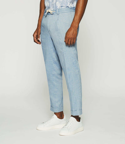 Pantalon ville en lin bleu ciel BALICIO - IZAC