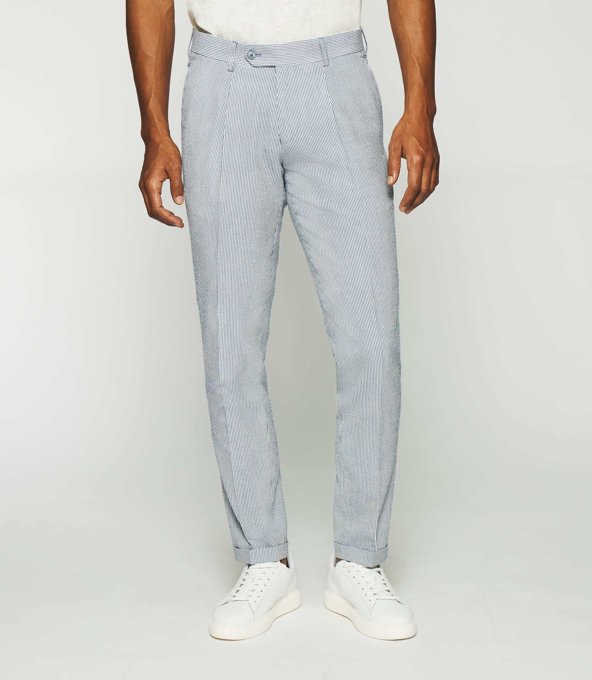 Pantalon ville à rayures blanc et bleu BCAPRI - IZAC