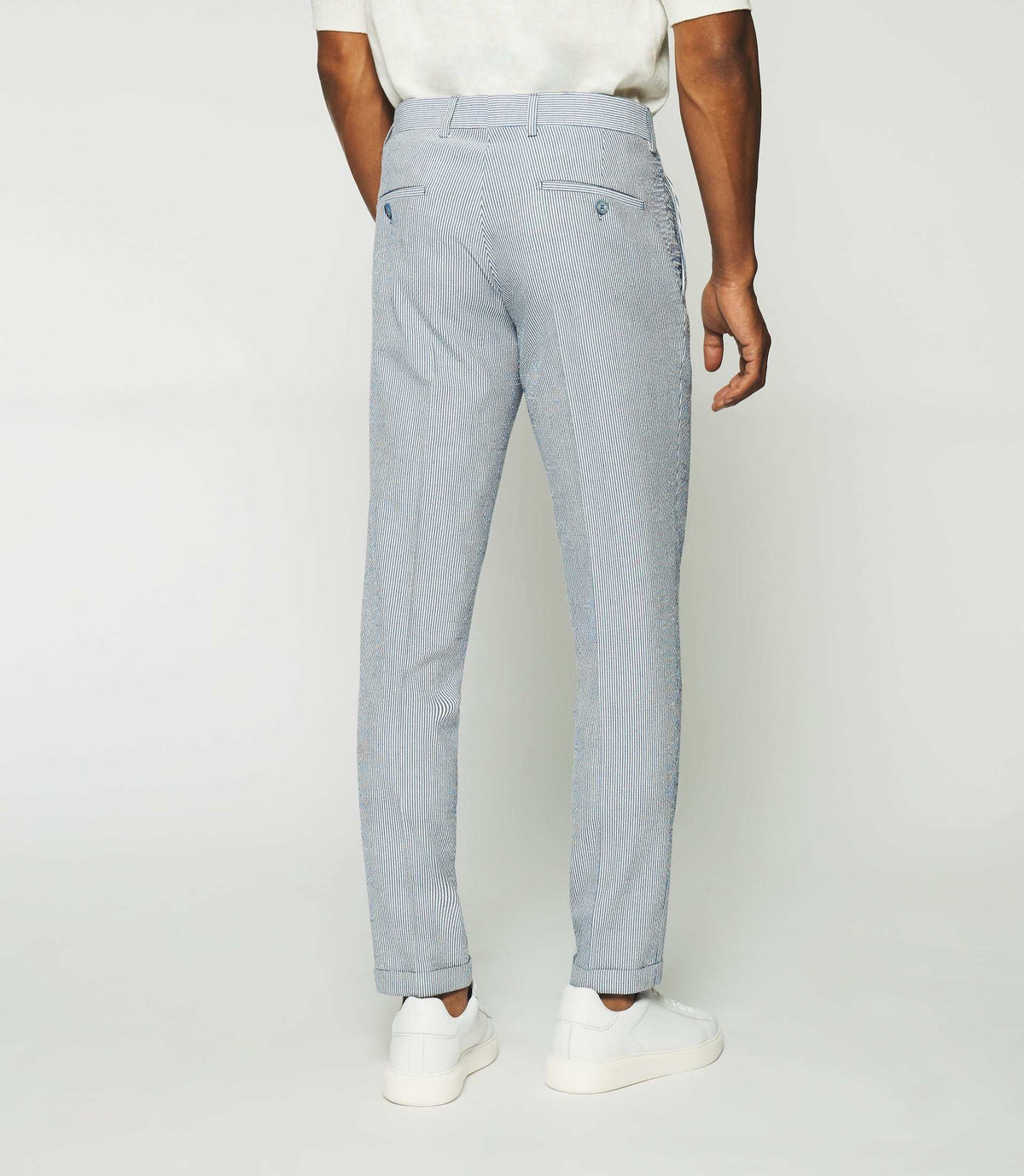 Pantalon ville à rayures blanc et bleu BCAPRI - IZAC