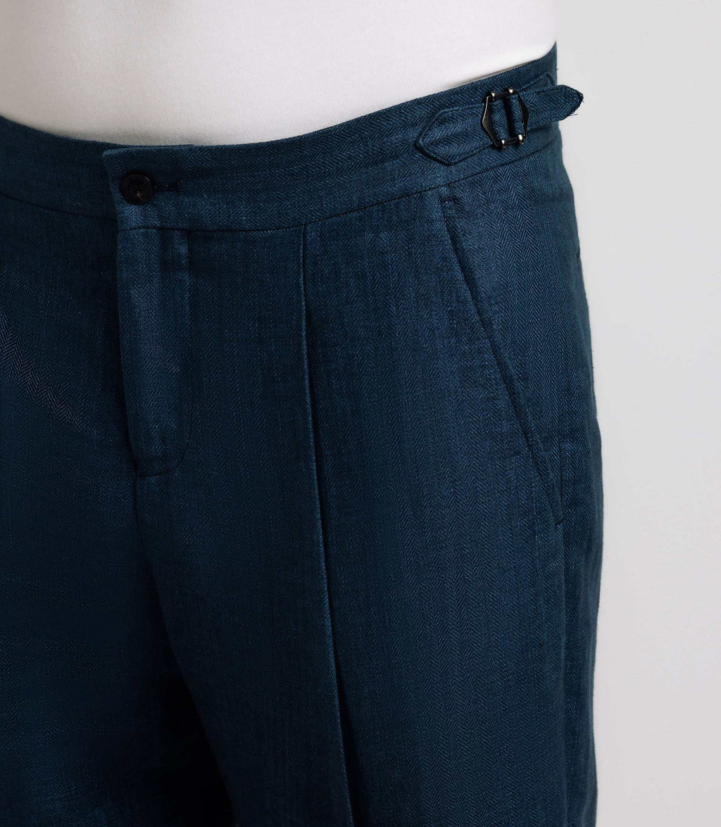 Pantalon ville en lin bleu indigo - IZAC