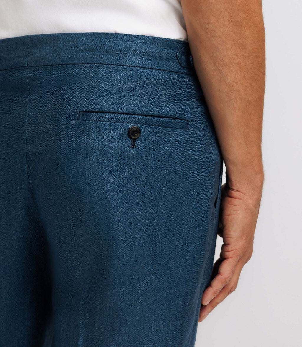 Pantalon ville en lin bleu indigo - IZAC