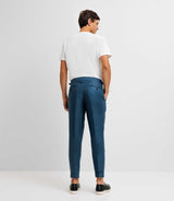Pantalon ville en lin bleu indigo - IZAC