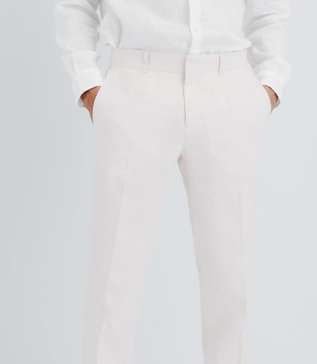 Pantalon ville 100% lin rose - IZAC