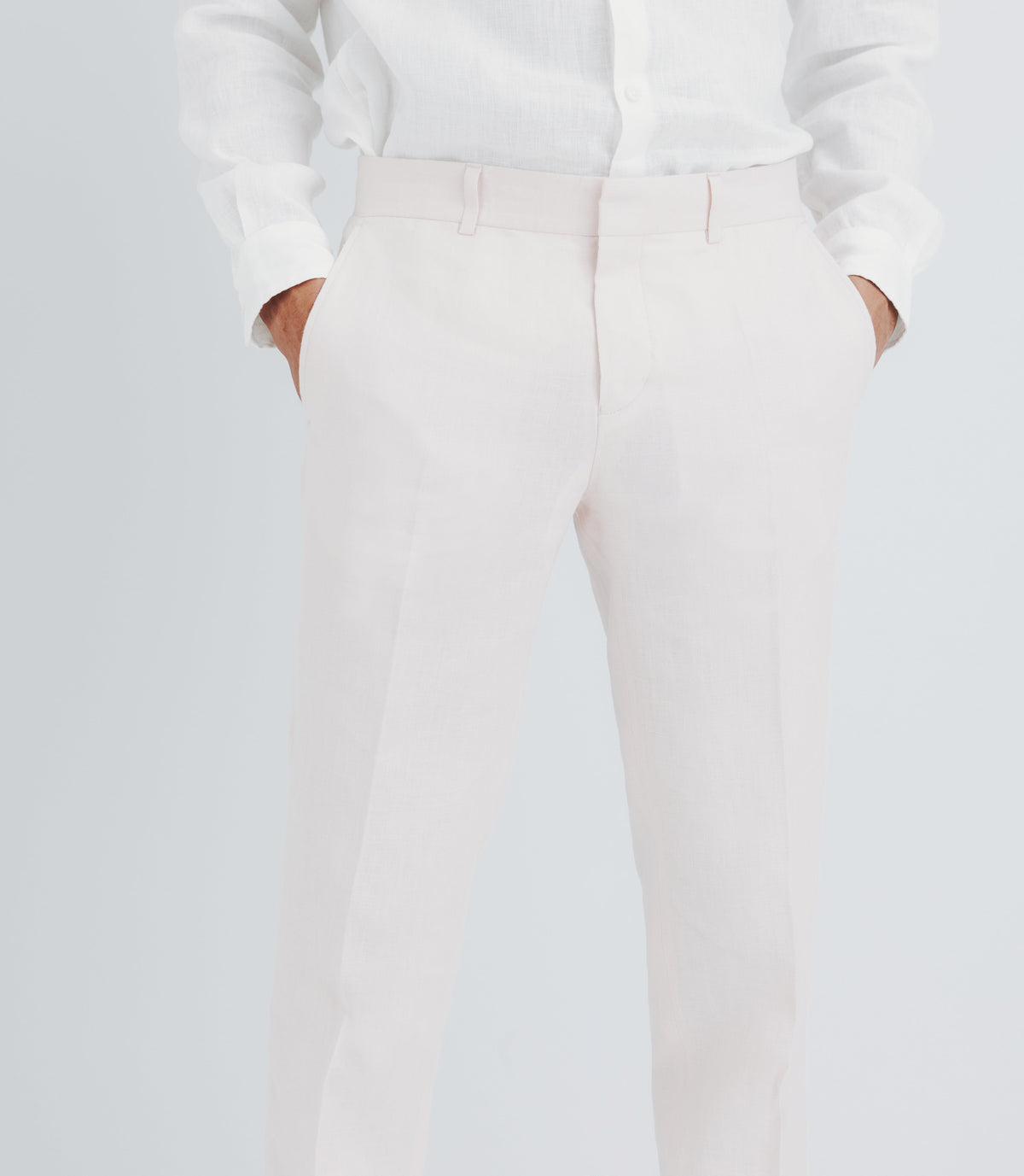 Pantalon ville 100% lin rose - IZAC