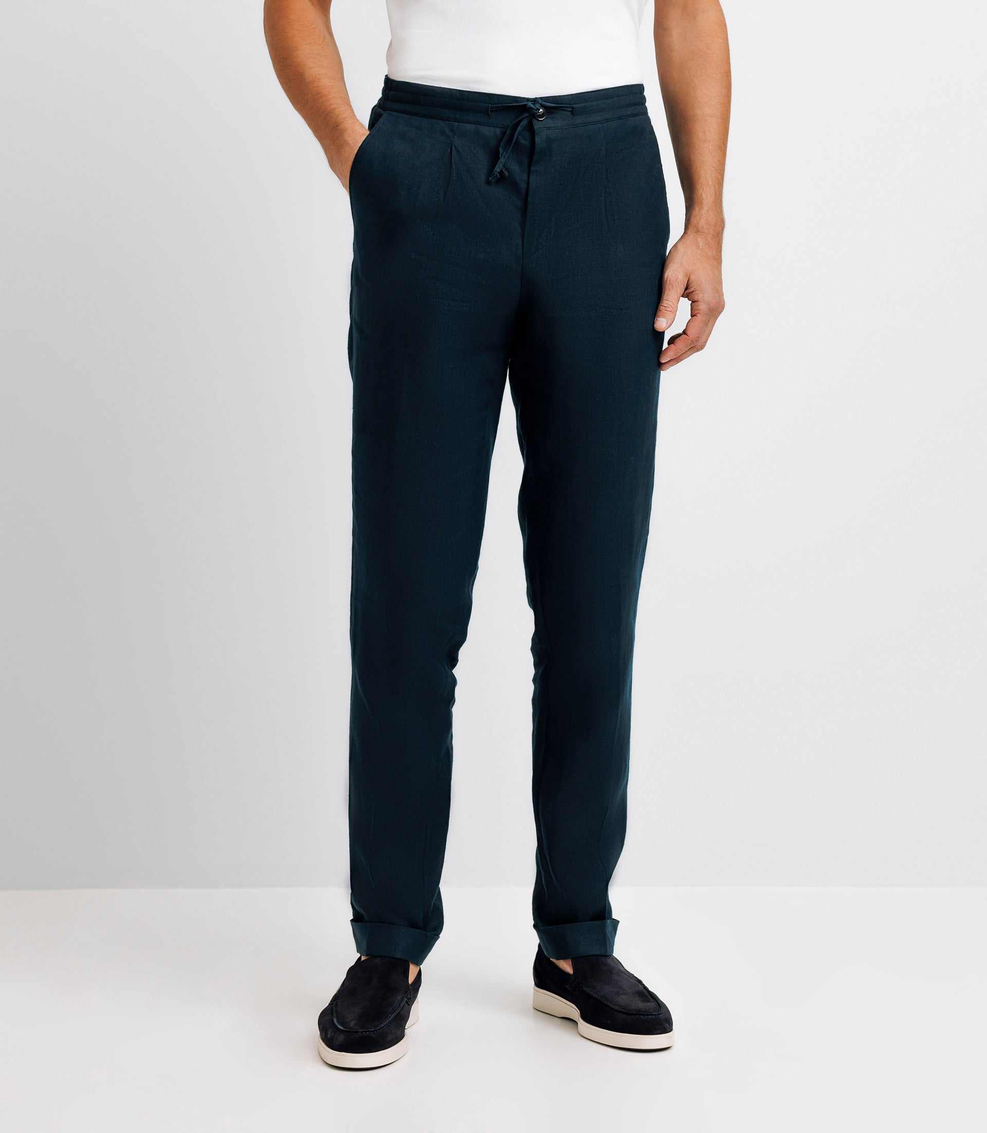 Pantalon ville 100% lin marine - IZAC