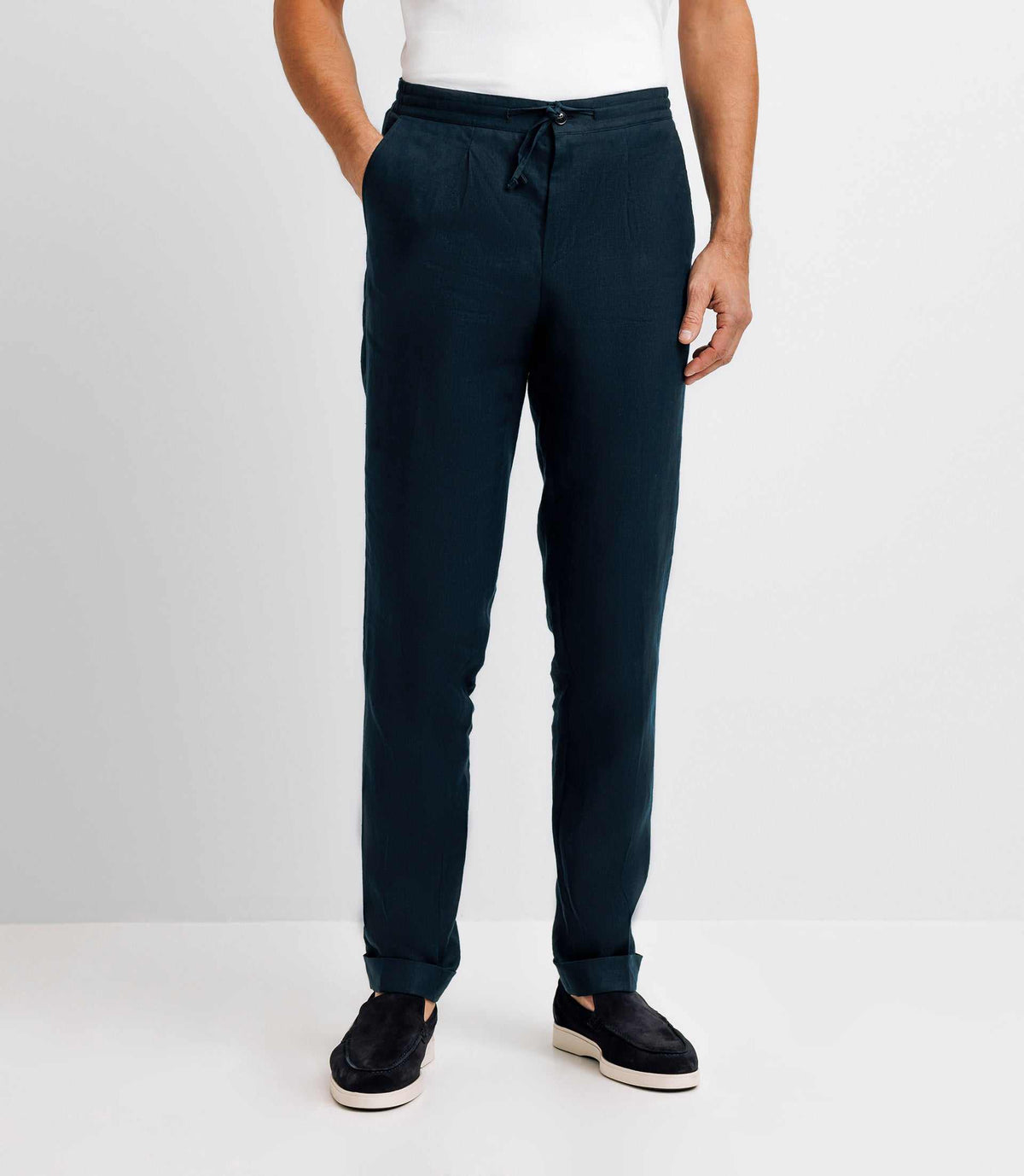 Pantalon ville 100% lin marine - IZAC