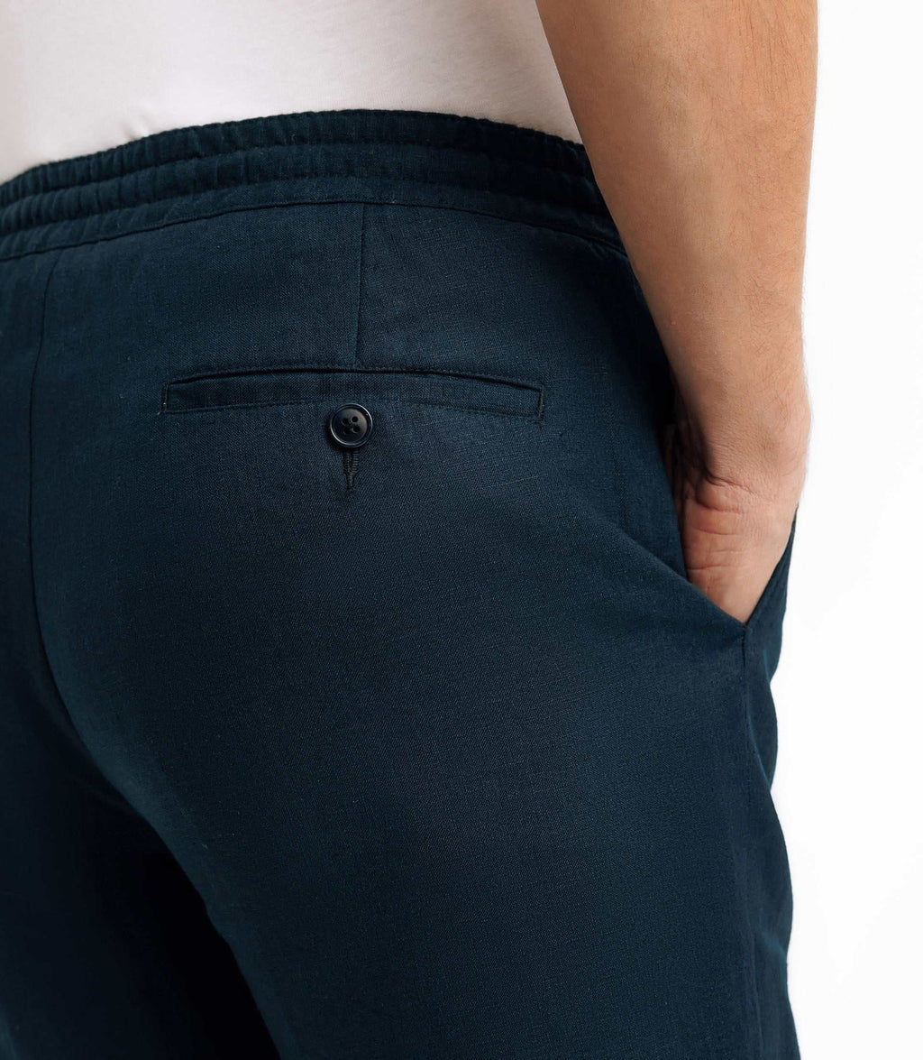 Pantalon ville 100% lin marine - IZAC