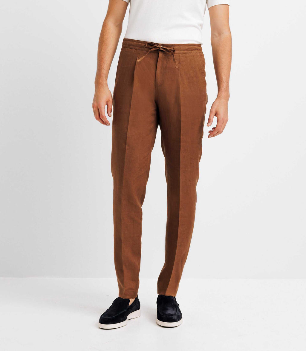 Pantalon ville 100% lin truffe - IZAC