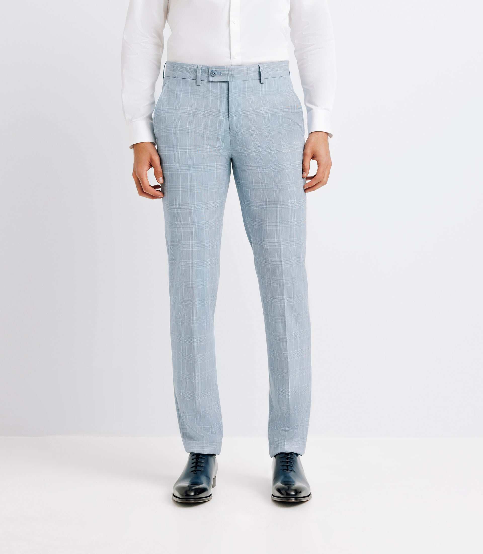 Pantalon ville esprit prince de galles bleu ciel - IZAC
