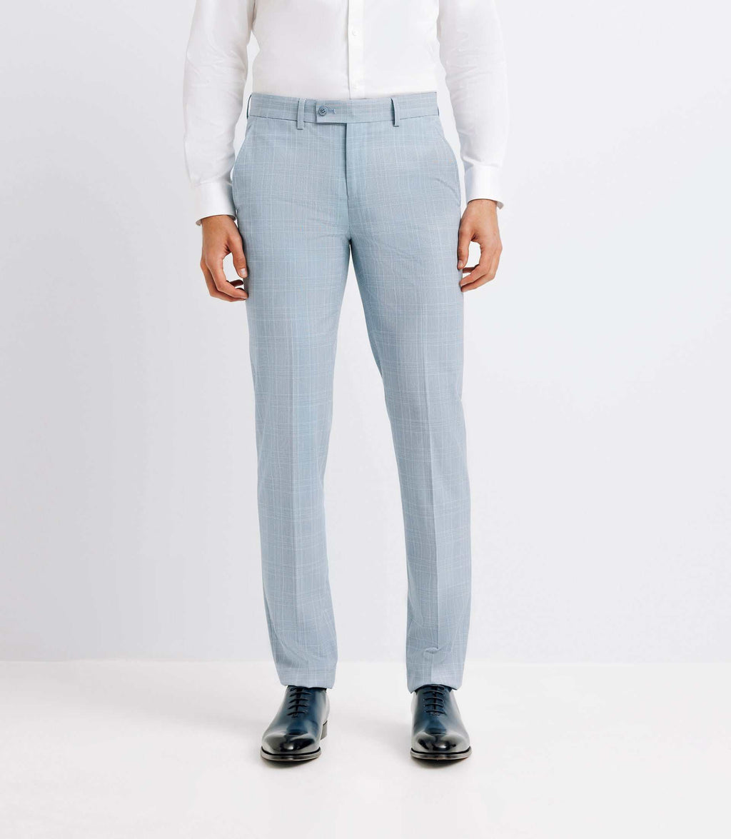Pantalon ville esprit prince de galles bleu ciel - IZAC