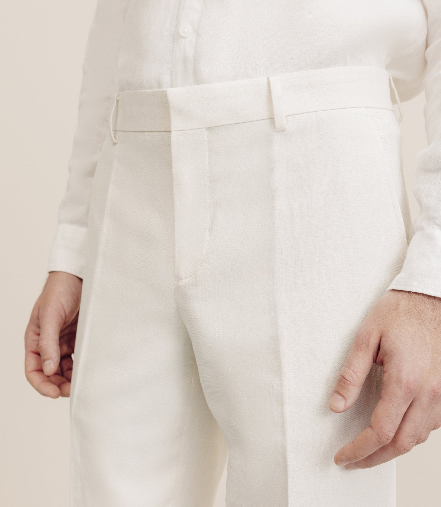 Pantalon en coton et lin ecru - IZAC