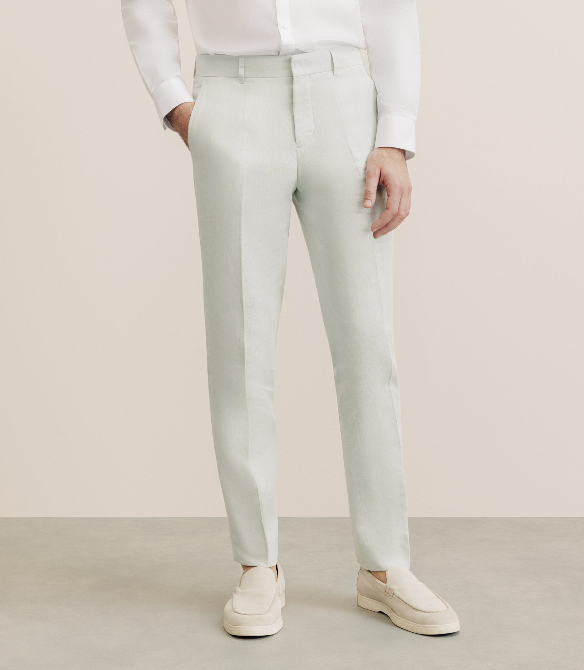 Pantalon 100% lin vert eau - IZAC