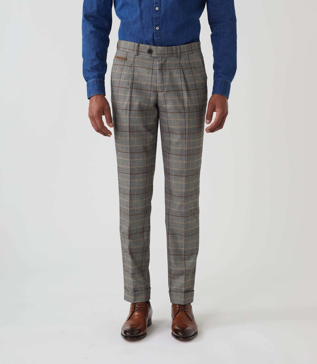 Pantalon ville Prince de Galles beige "Gvinyle" - IZAC
